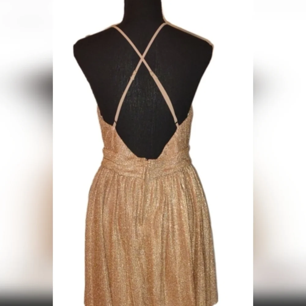 🦋Trixxi Gold Shimmer Backless Dress - Picture 2 of 8